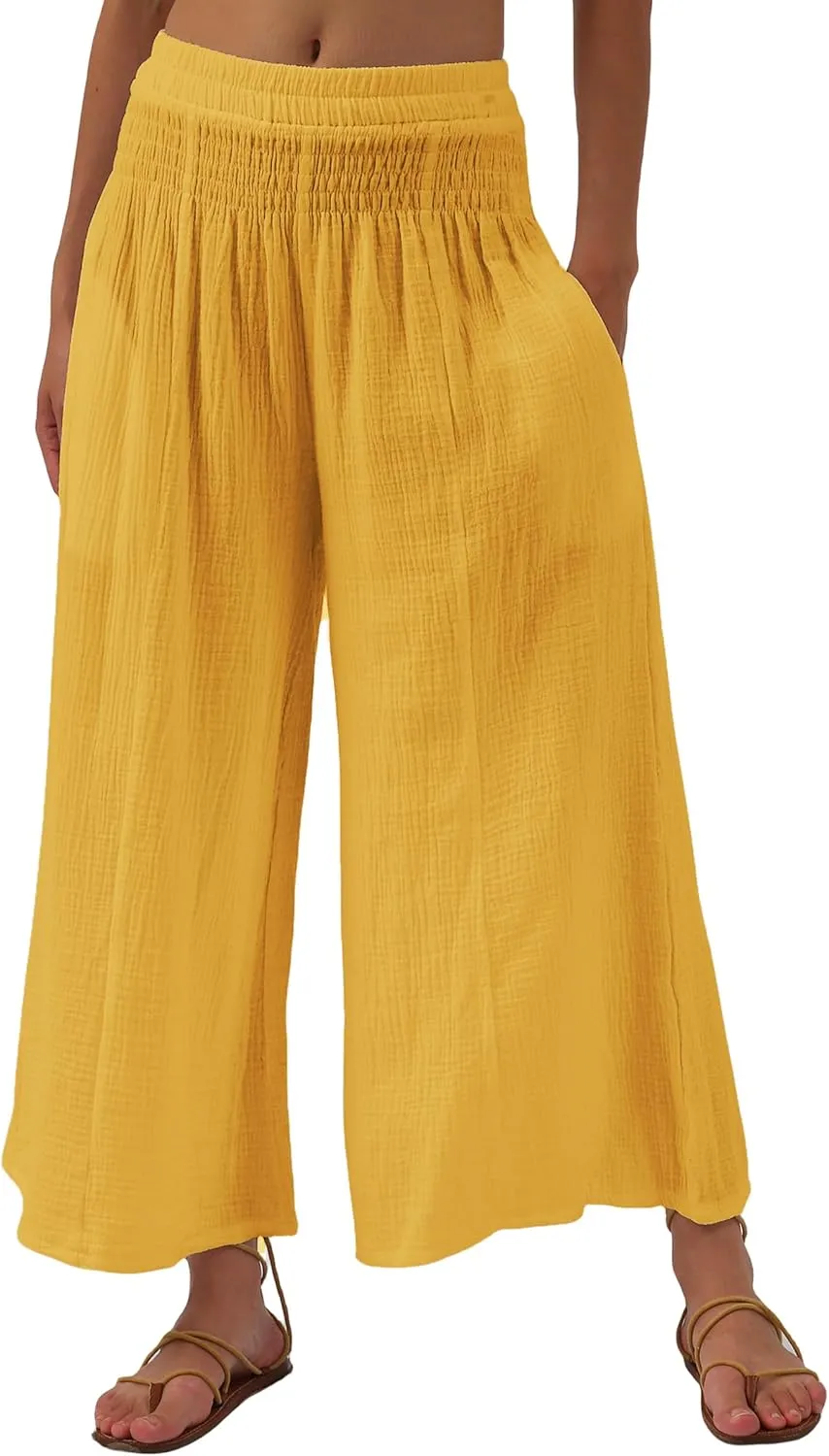 Women's Cotton Gauze Wide Leg Casual Palazzo Pants