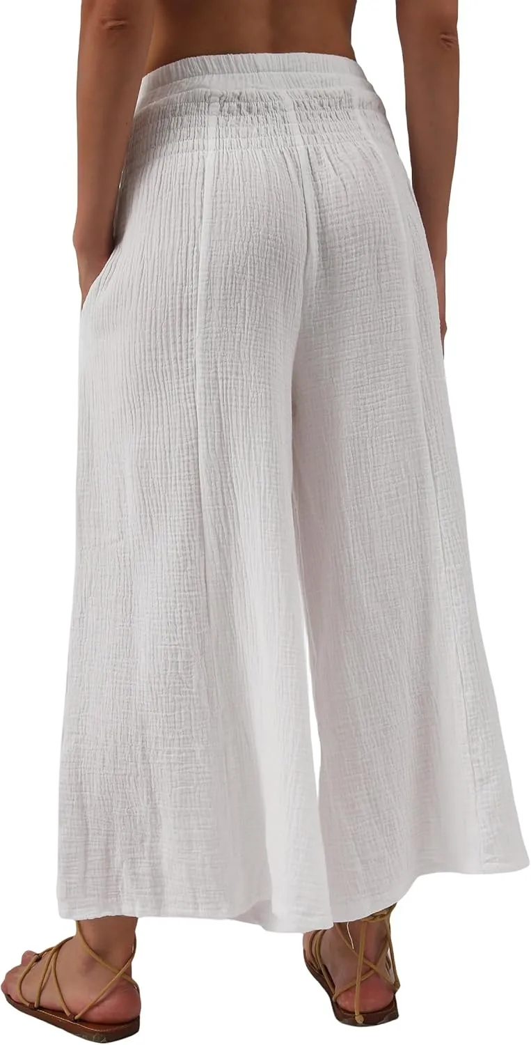 Women's Cotton Gauze Wide Leg Casual Palazzo Pants