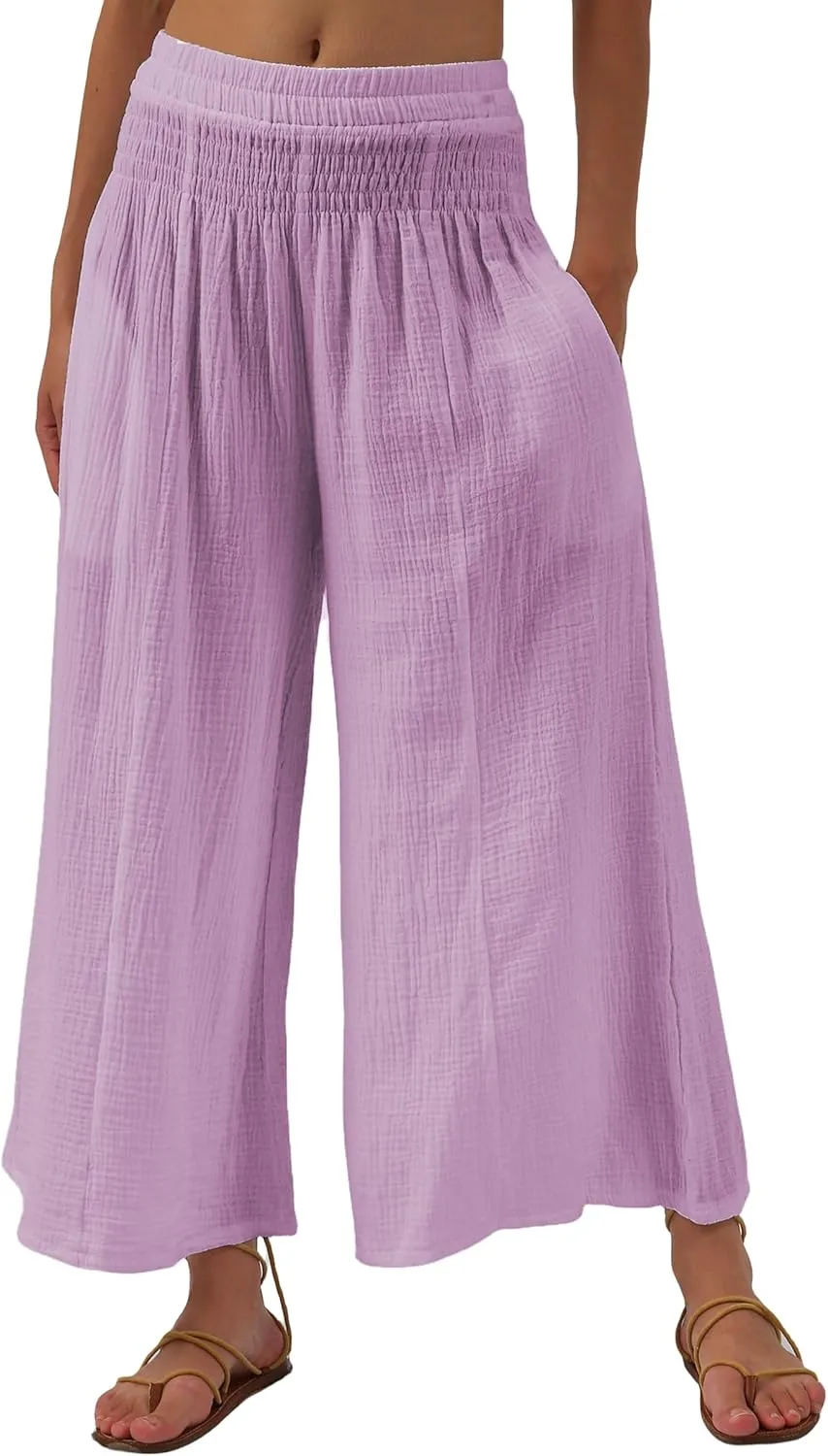 Women's Cotton Gauze Wide Leg Casual Palazzo Pants