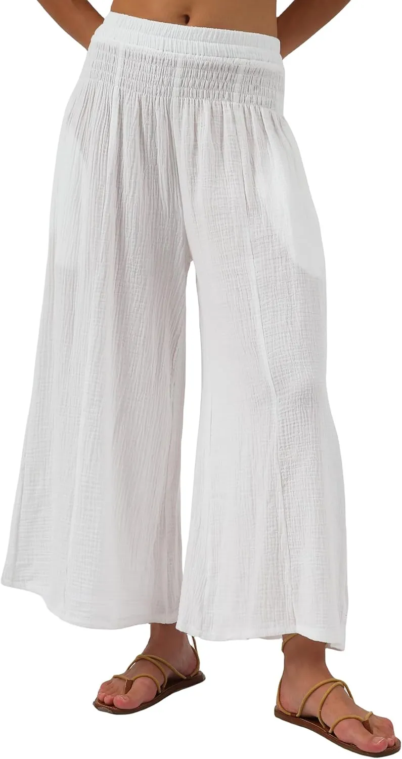 Women's Cotton Gauze Wide Leg Casual Palazzo Pants